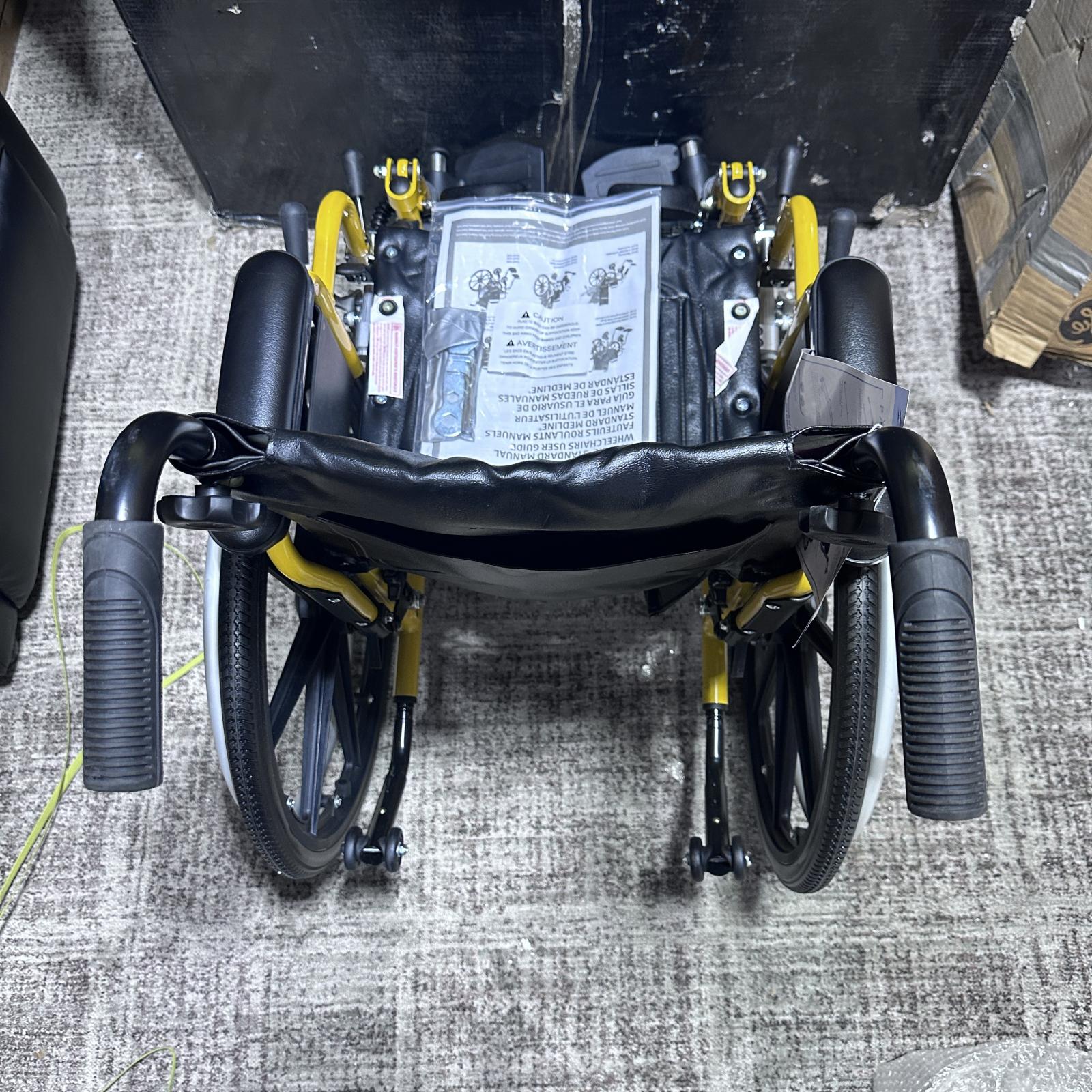 Medline Pediatric Wheelchair, 14"W x 12"D, Yellow - Photo 7