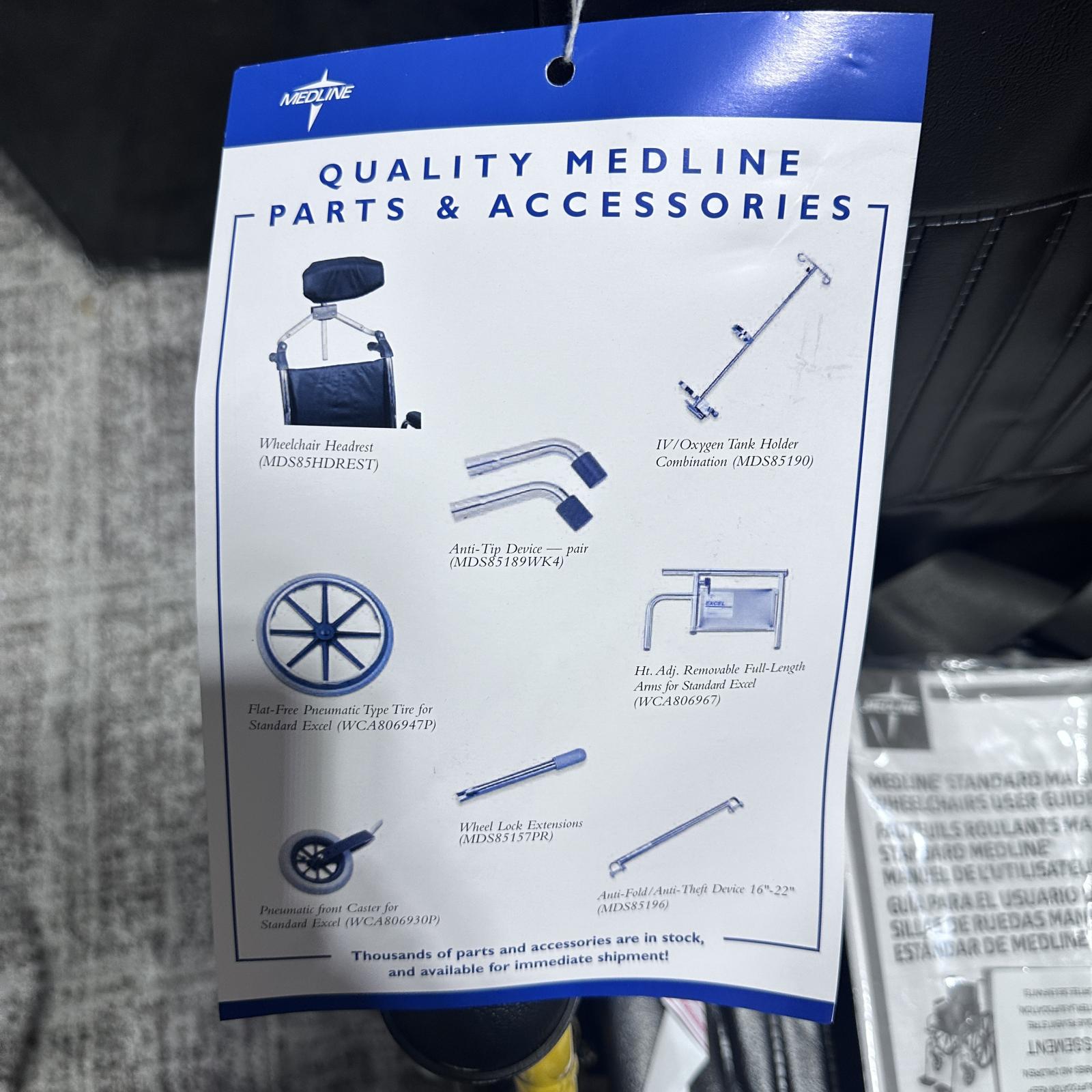 Medline Pediatric Wheelchair, 14"W x 12"D, Yellow - Photo 5