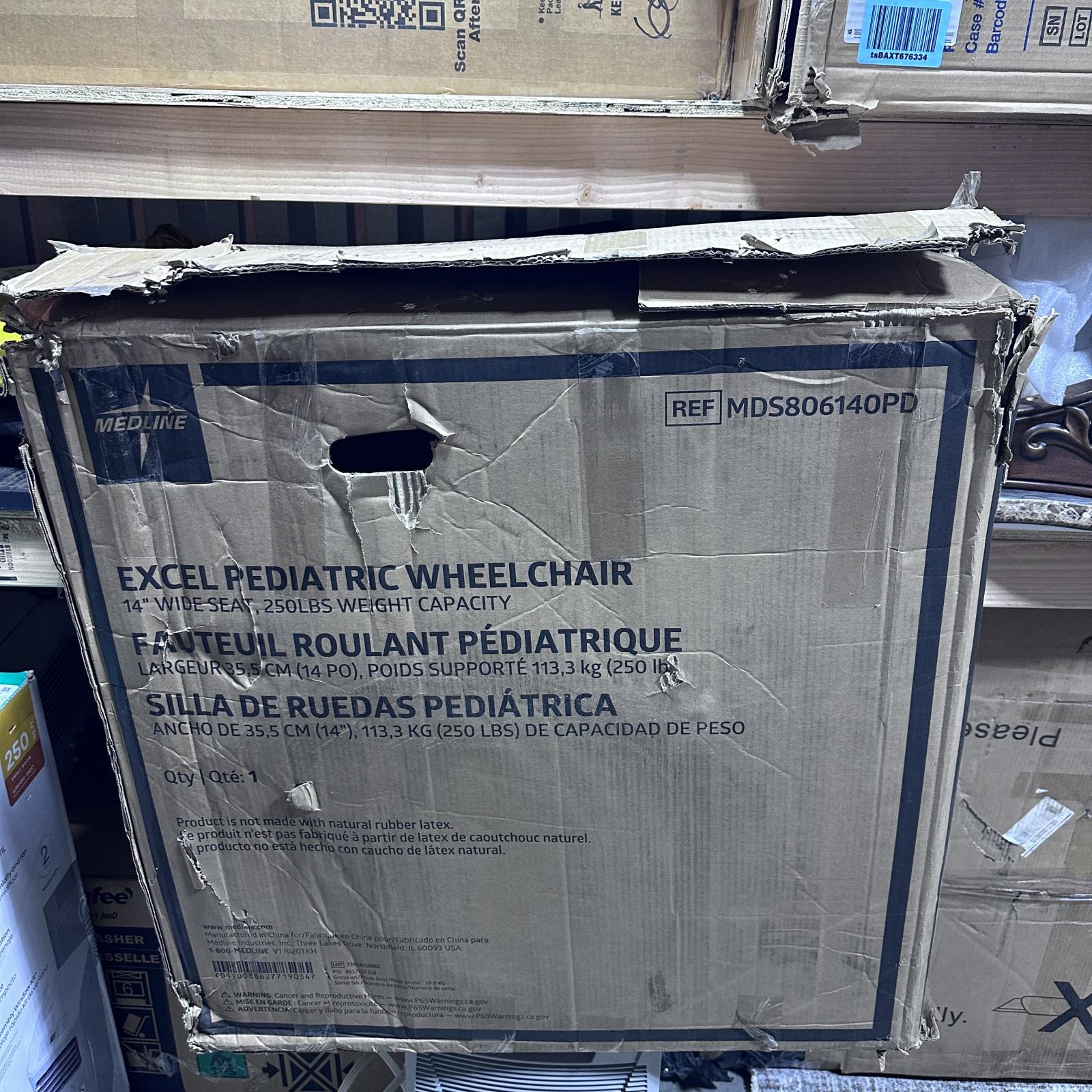 Medline Pediatric Wheelchair, 14"W x 12"D, Yellow - Photo 6