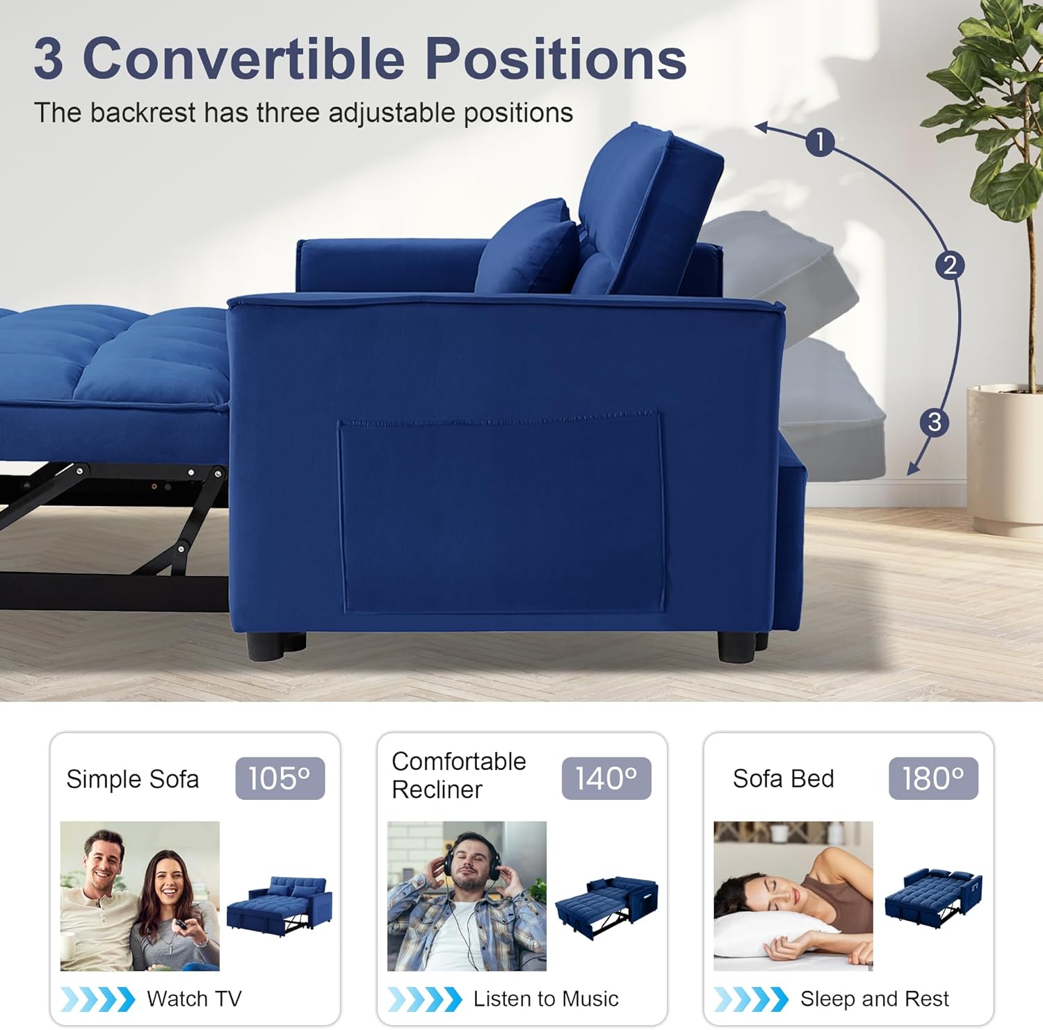 55.2'' Pull Out Couch 2-Seater Sleeper Loveseat - Photo 8