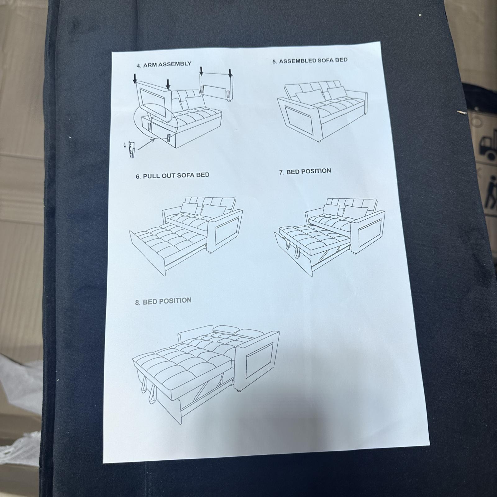 55.2'' Pull Out Couch 2-Seater Sleeper Loveseat - Photo 4