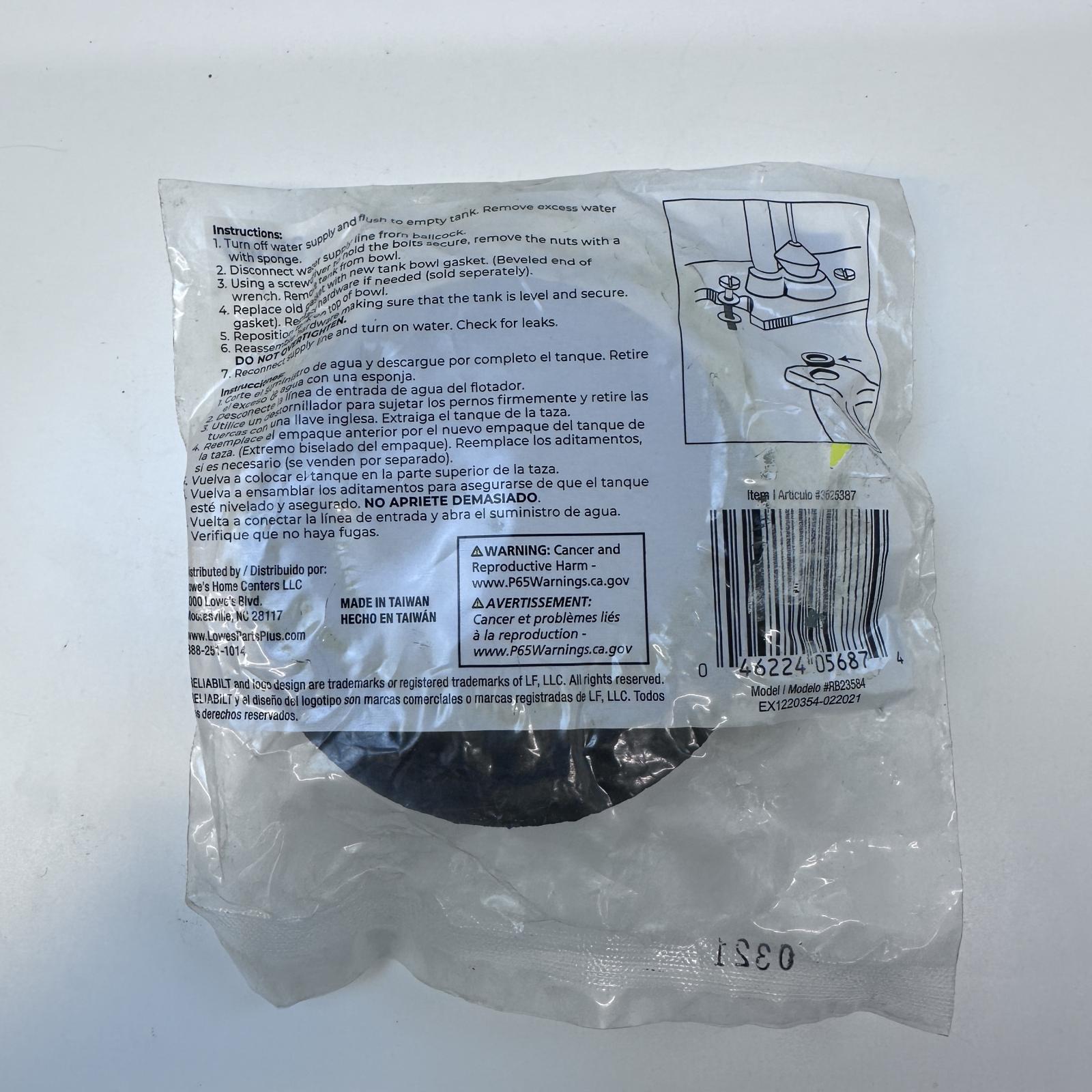 Lot of 5 RB Reliabilt Toilet Gasket Tank-to-Bowl Universal Fit - Photo 2