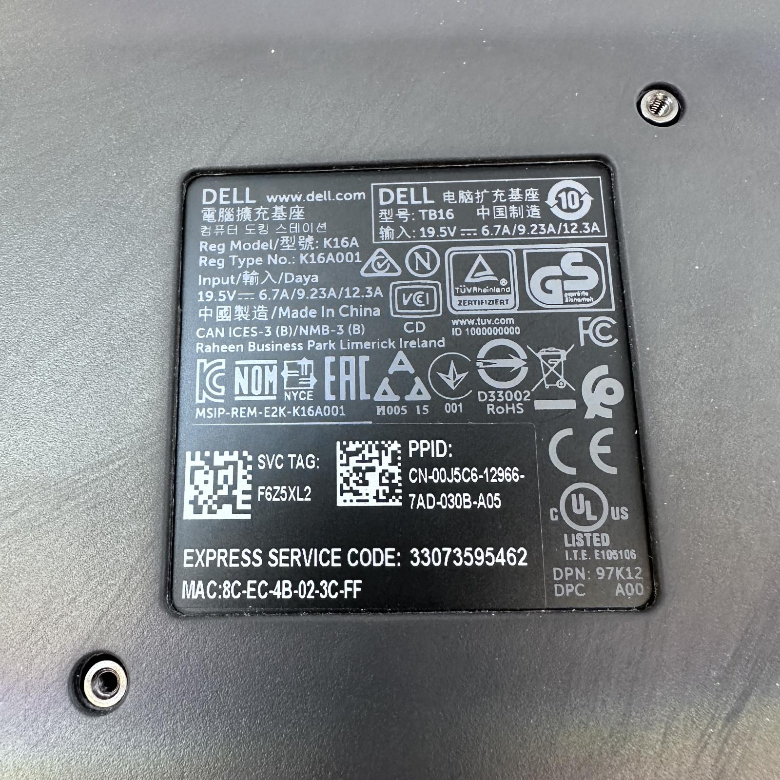 Dell TB16 K16A Thunderbolt Docking Station USB-C - Photo 5