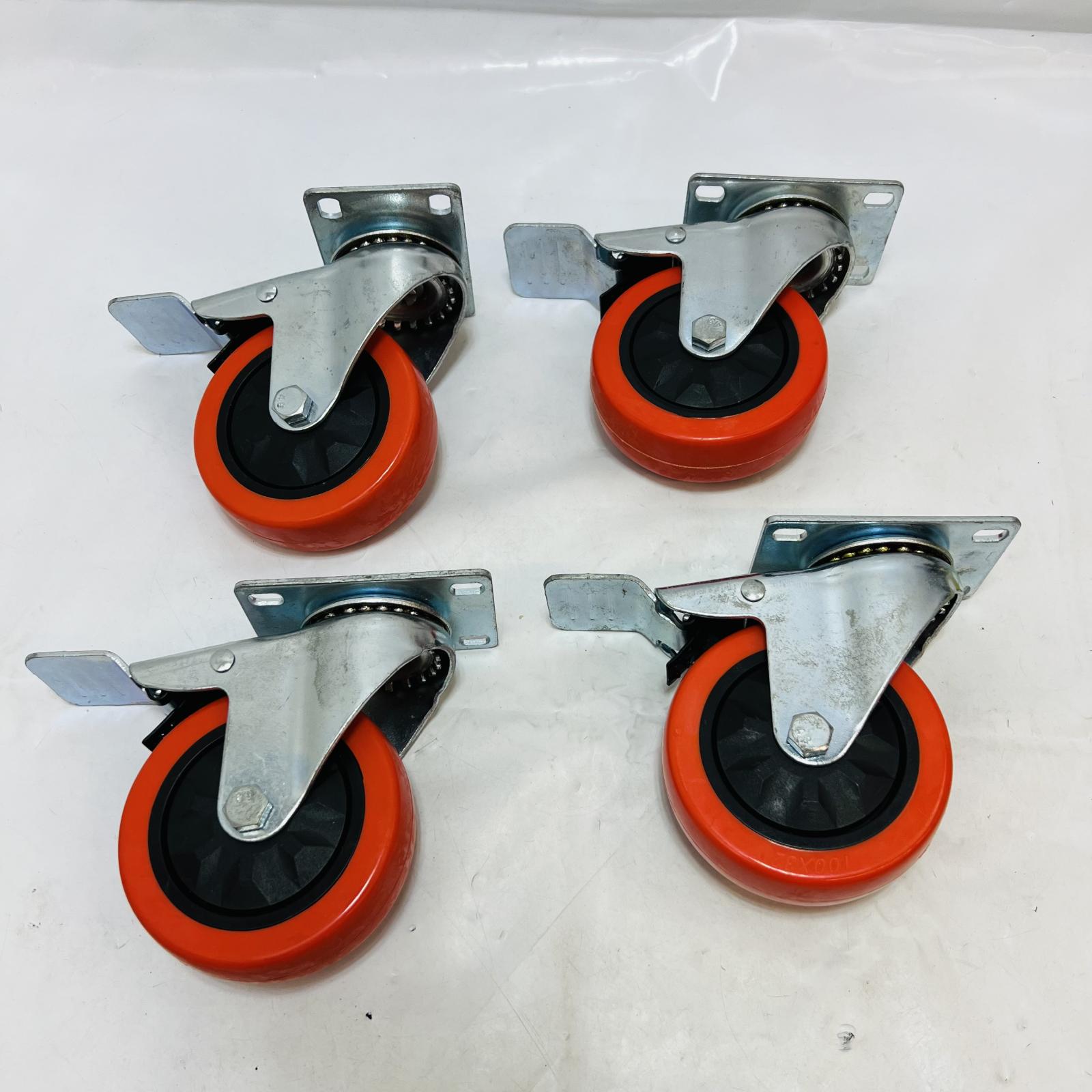 Lot of 4 Waxman 4" Polyurethane Swivel Caster W/Brake - Photo 3