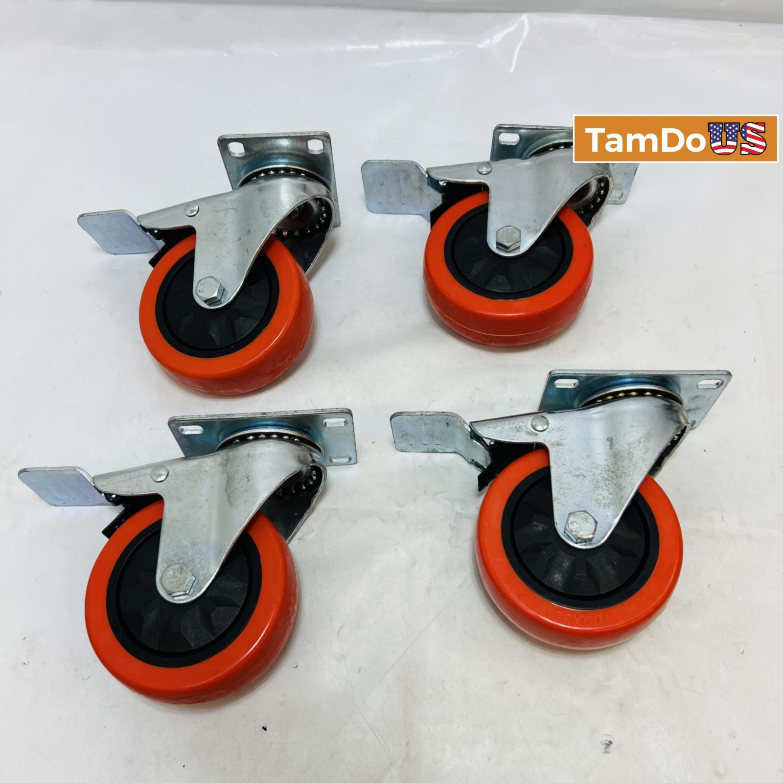 Lot of 4 Waxman 4" Polyurethane Swivel Caster W/Brake - Photo 4