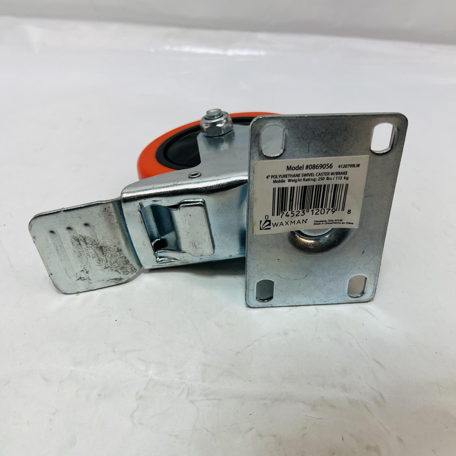 Lot of 4 Waxman 4" Polyurethane Swivel Caster W/Brake - Photo 2