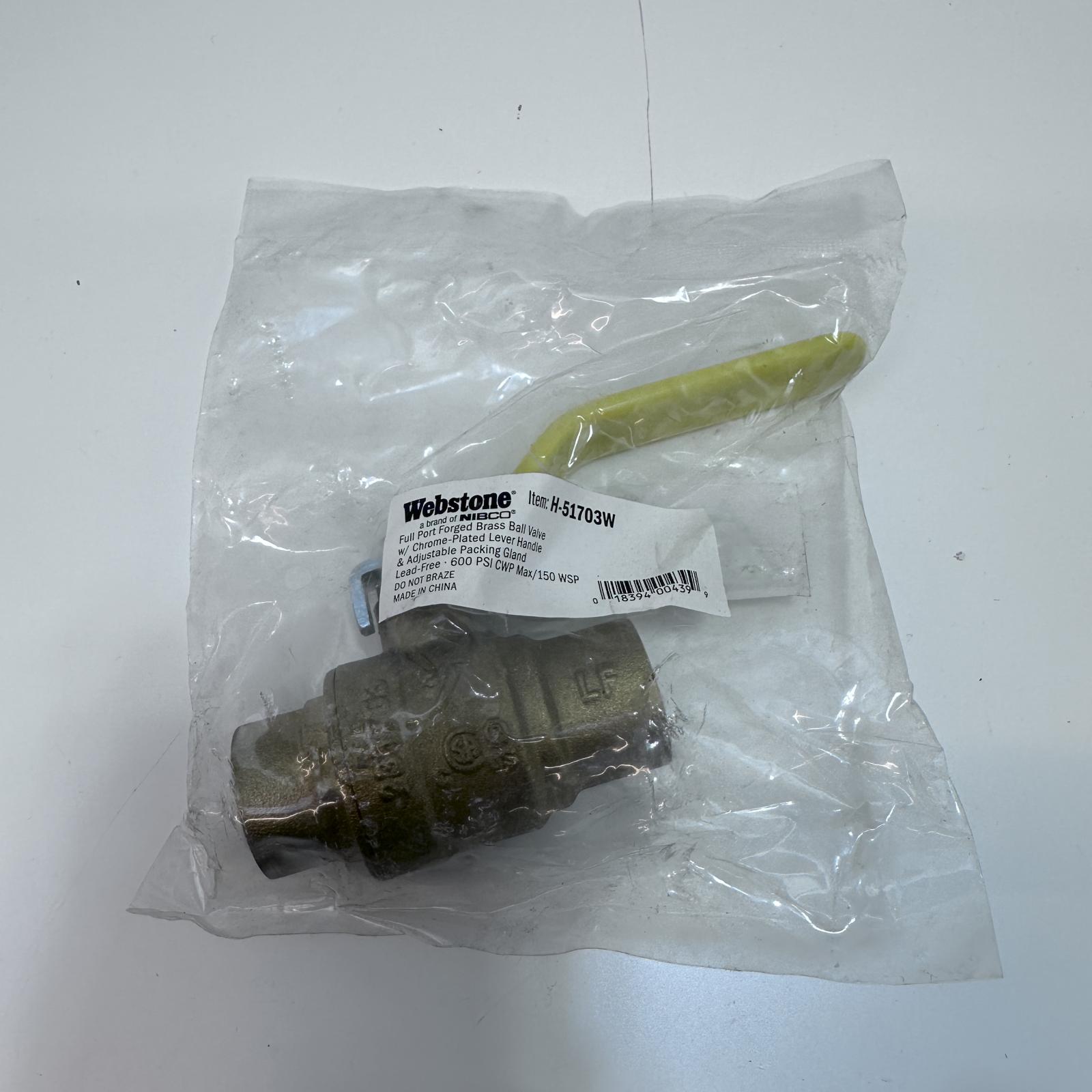 Webstone H-51703W Full Port Forged Brass Ball Valve 600 WOG, 1/2" Female NPT - Photo 2