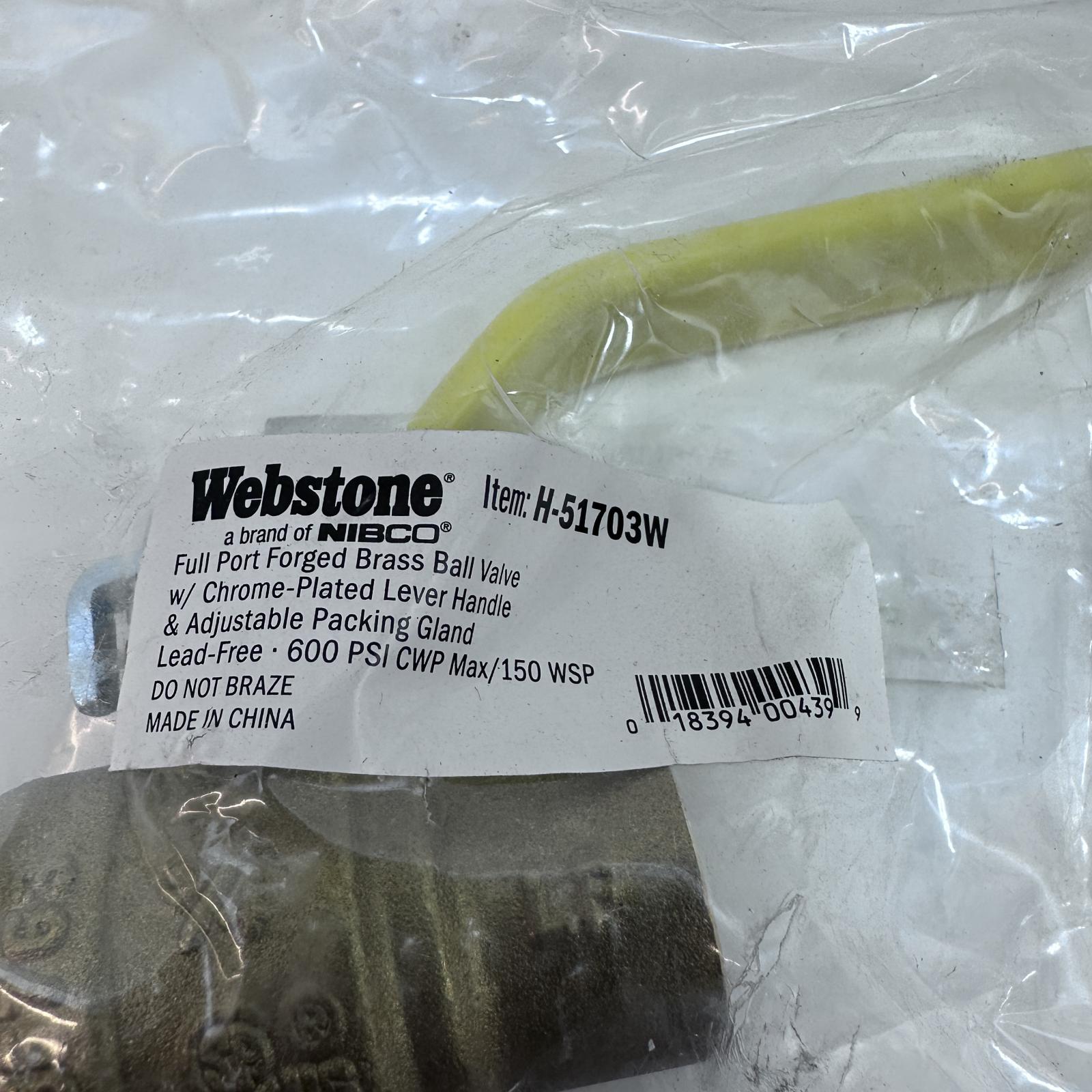 Webstone H-51703W Full Port Forged Brass Ball Valve 600 WOG, 1/2" Female NPT - Photo 4