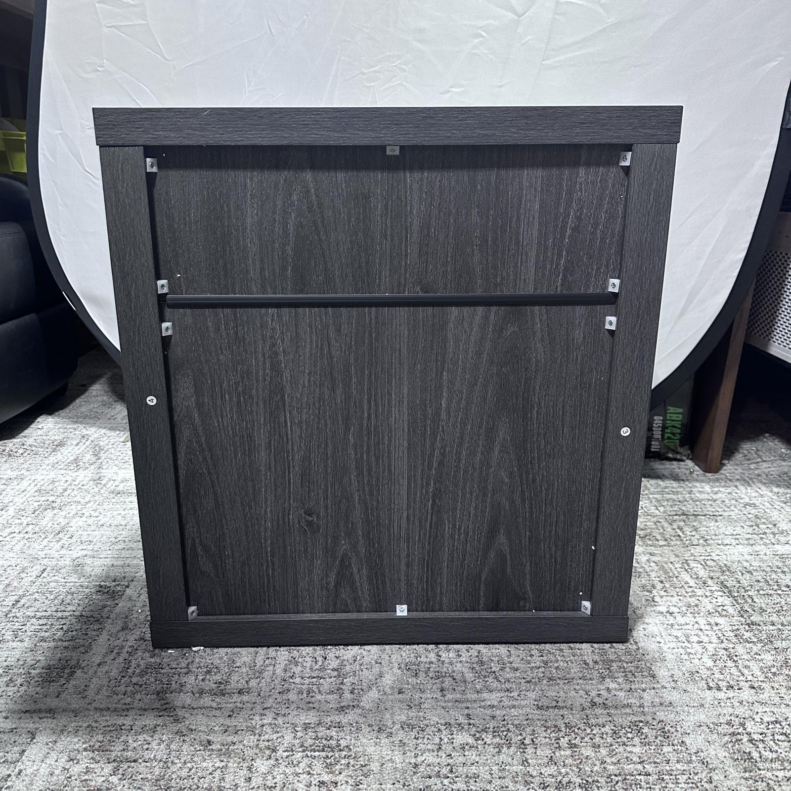 SICOTAS Tall Farmhouse Nightstand, Black Oak, Drawer & Shelf - Photo 5