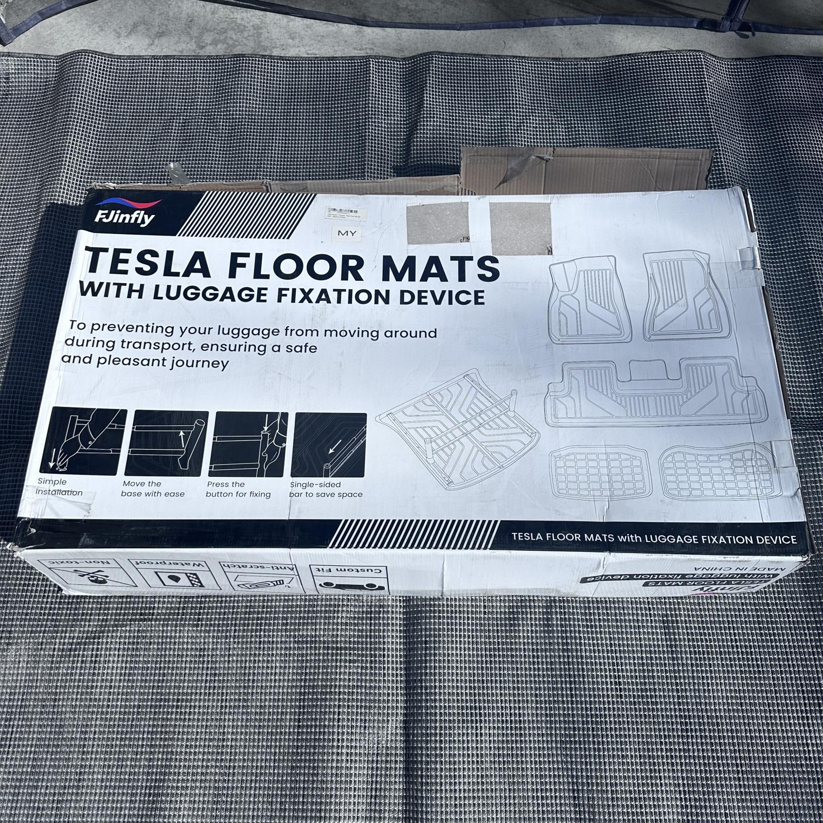 Fjinfly Floor Mat With Luggage Fixation Device Rubber Black For Tesla - Photo 3