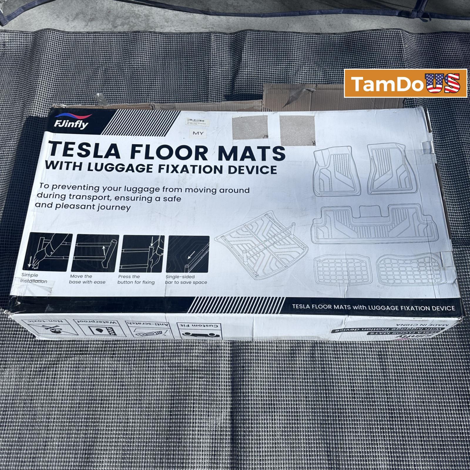 Fjinfly Floor Mat With Luggage Fixation Device Rubber Black For Tesla - Photo 5