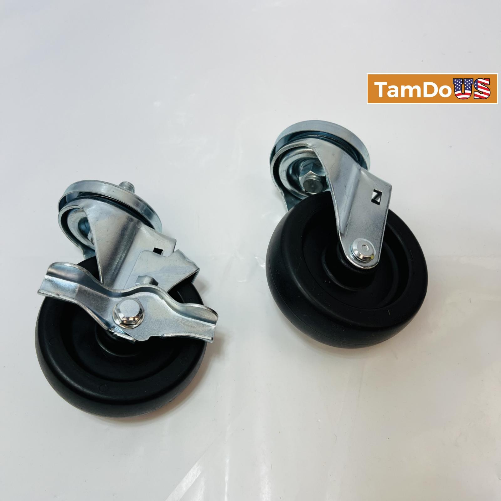 2 Piece 4 Inch Heavy Duty Caster Set Wheels - Photo 8