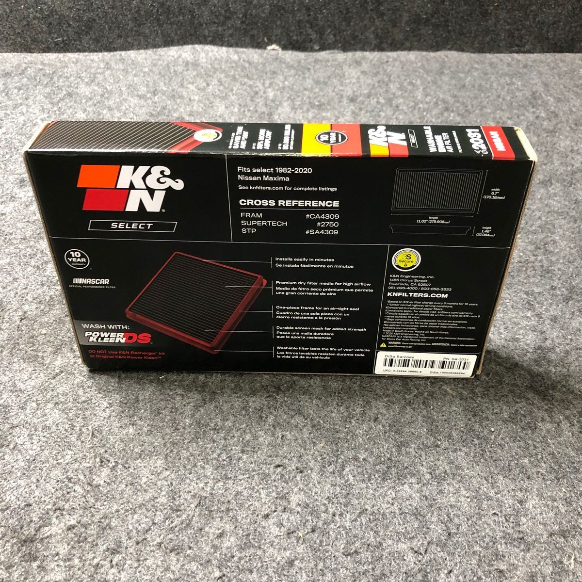 K&N SA 2031 Washable Engine Air Filter - For 1982-2020 Nissan Maxima - Photo 3