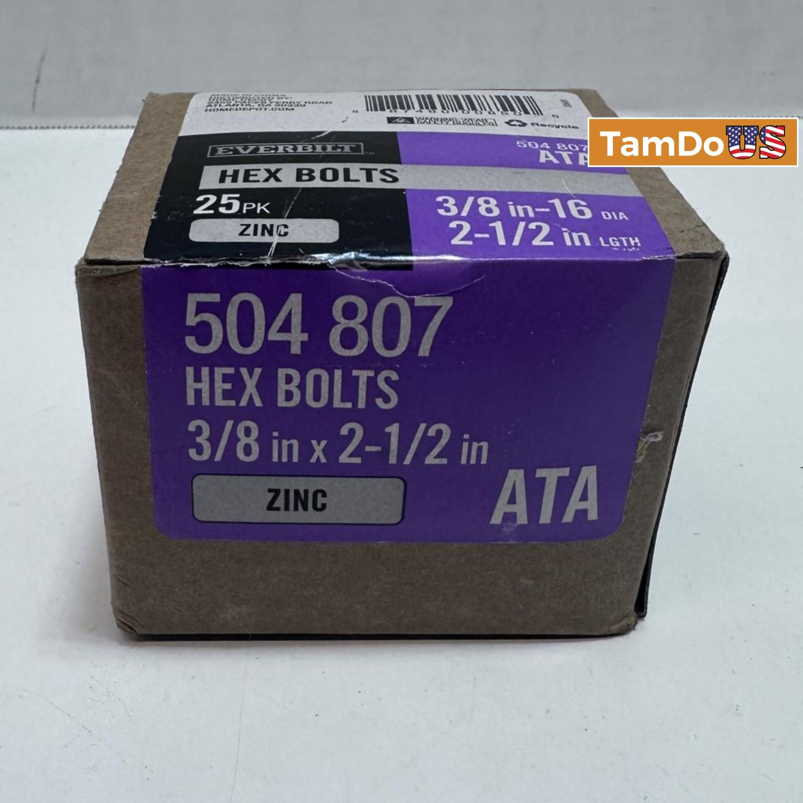 Lot of 3 Everbilt Hex Bolt Zinc 3/8-16 x 2-1/2 - Photo 4