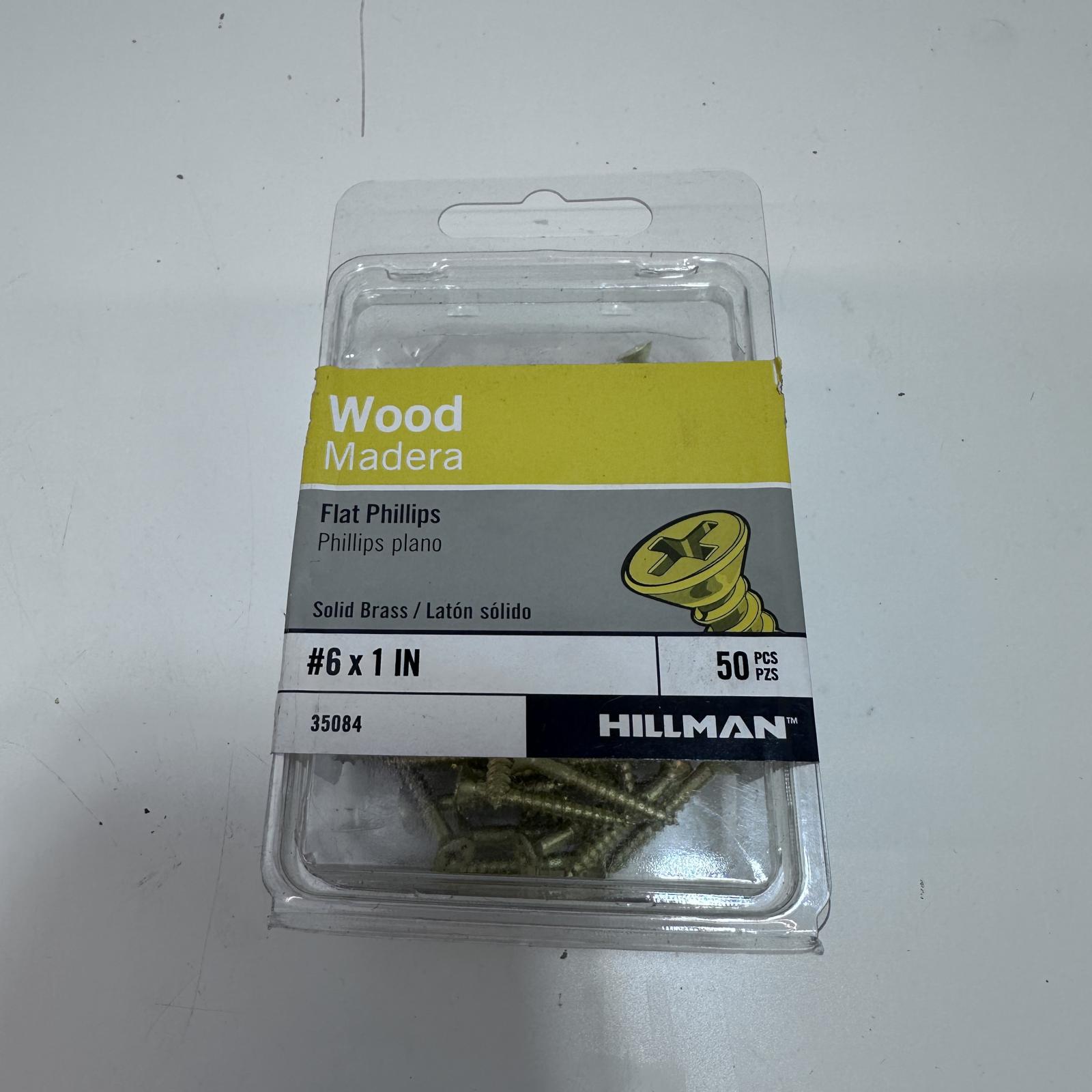 Lot of 2 Hillman #6 x 1-in Brass Interior/Exterior Wood Screws - Photo 3