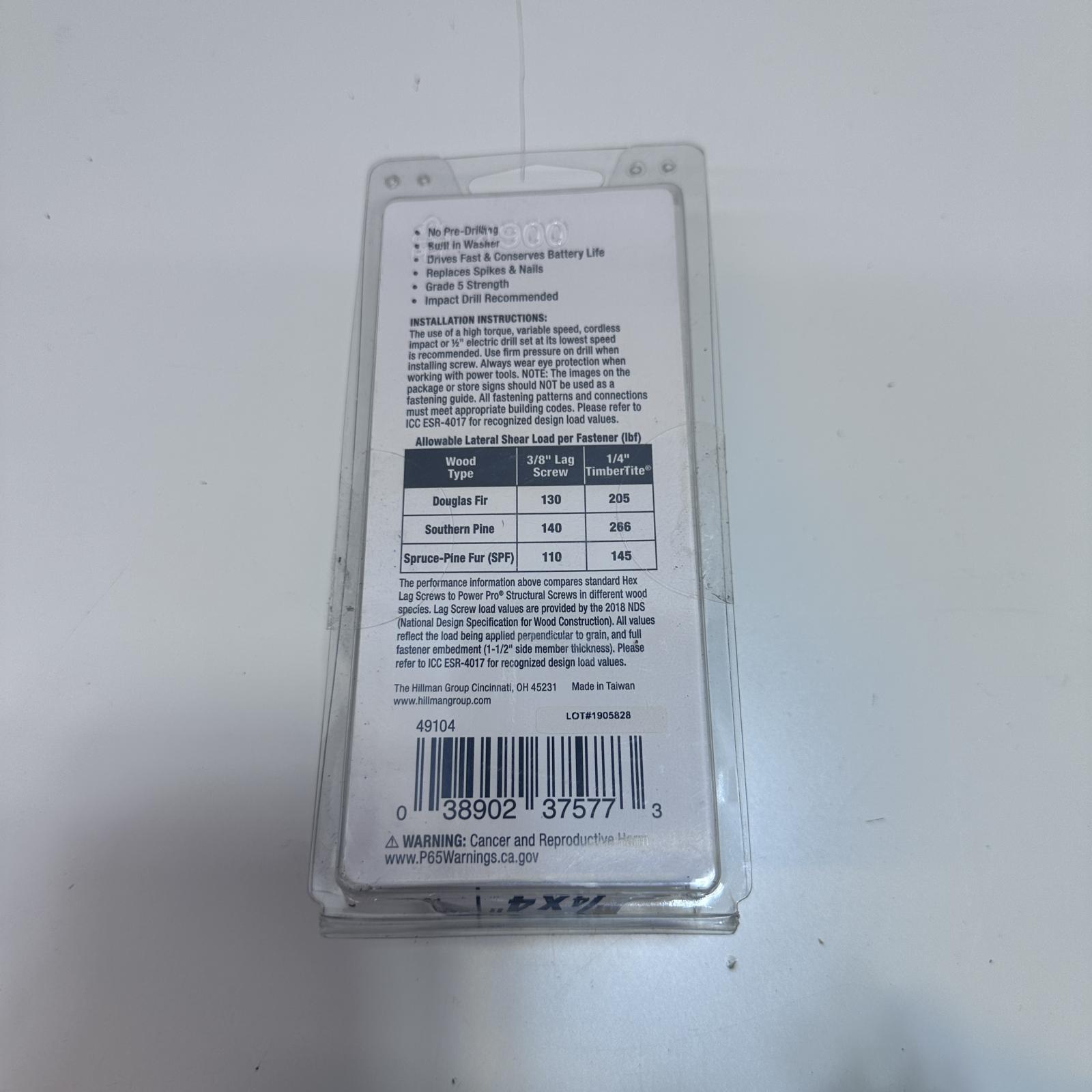 Hillman Power Pro TimberTite Structural Screws 1/4" x 4" - 10 pc - Photo 3