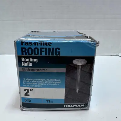 HILLMAN FASTENERS 5lb 2" x 11 Gauge Fasn-Rite Electro Galvanized Roofing at Fasteners & Hardware in new condition