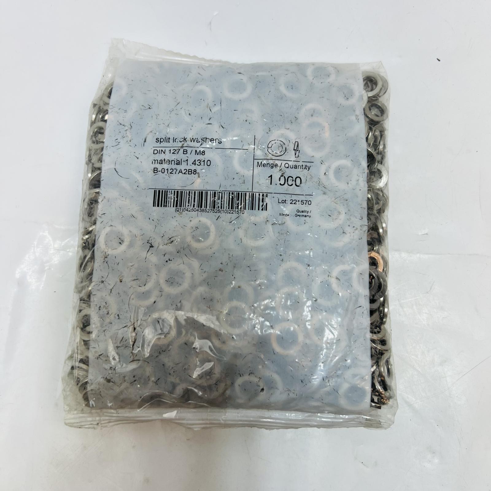 SPLIT LOCK WASHER B-0127A2B8 DIN 127B M8 - Made in Germany (Qty: 1000) - Photo 2