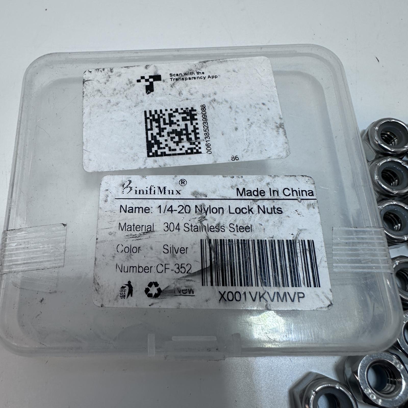BinifiMux 1/4-20 Nylon Lock Nuts 304 Stainless Steel (Qty: 49) - Photo 3