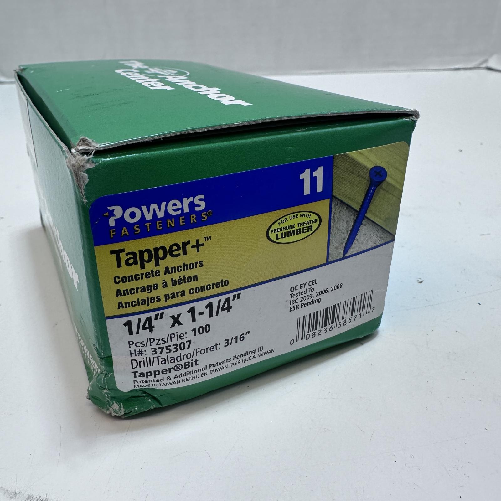 Powers Fasteners Tapper+ Concrete Anchors 1/4" x 1-1/4" - 100 Count - Photo 3