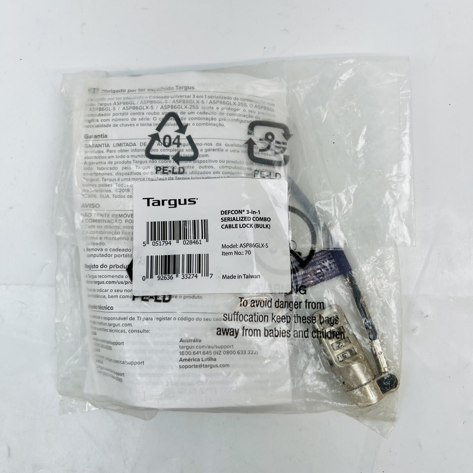 Targus Defcon 3-in-1 Serialized Combo Cable Lock - Photo 2