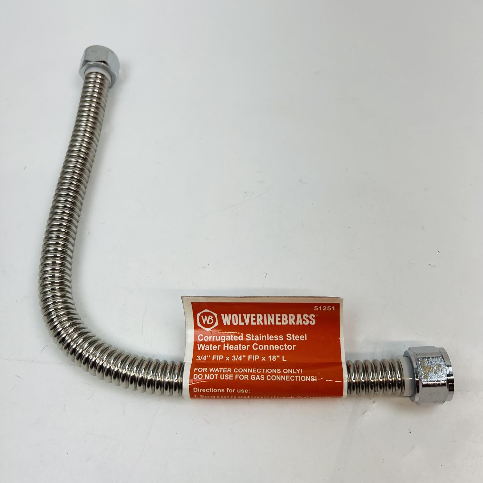 Lot of 2 Wolverine Brass 3/4" FIP x 3/4" FIP x 18" L Water Heater Connector - Photo 3