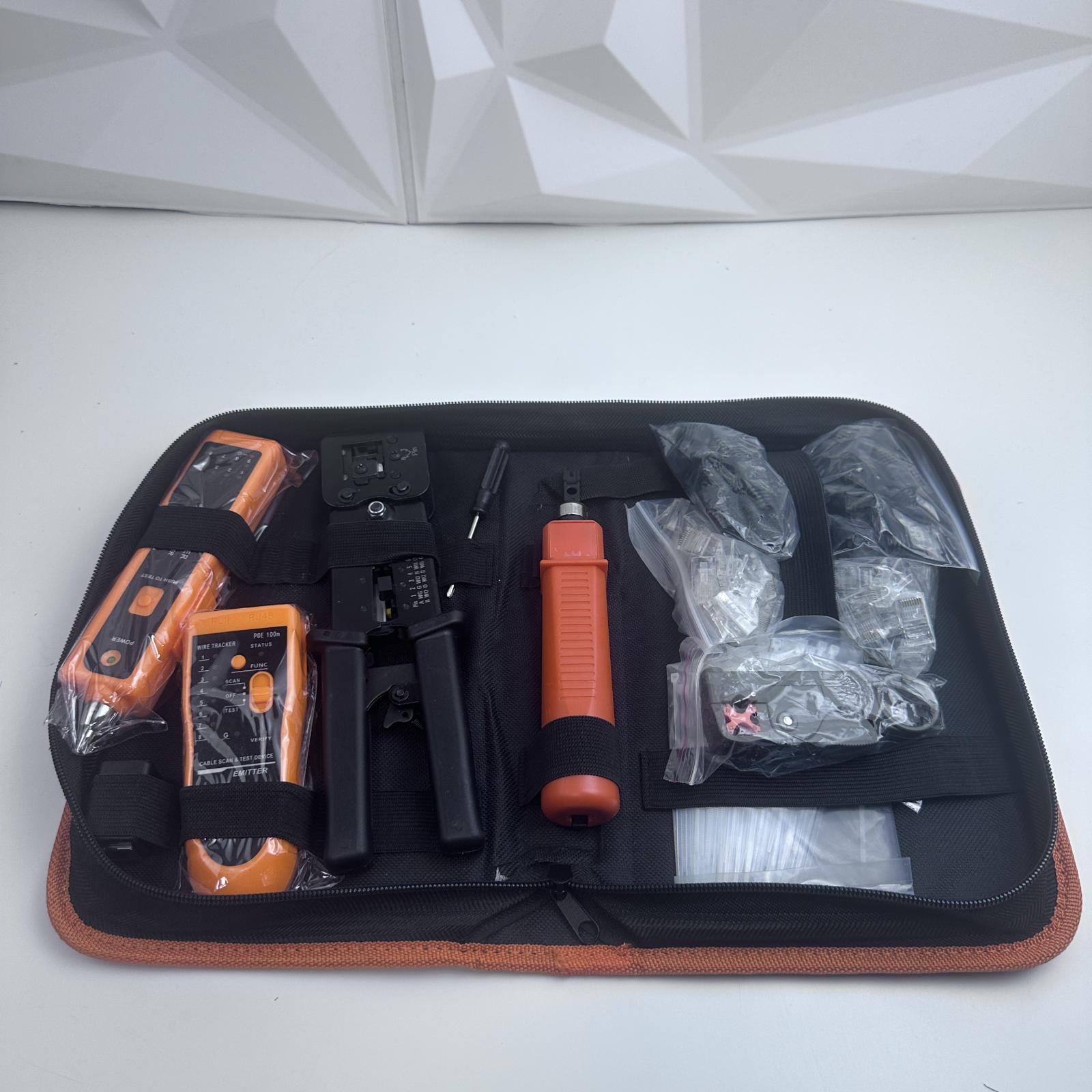 Network Cable Tester Kit RJ45 Crimper Wire Tracker LAN Ethernet Tool Set - Photo 3