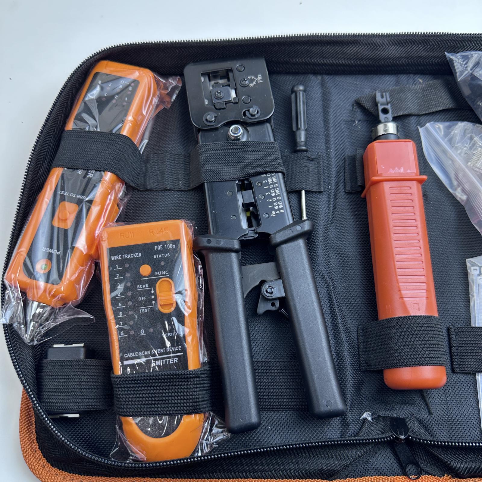 Network Cable Tester Kit RJ45 Crimper Wire Tracker LAN Ethernet Tool Set - Photo 4