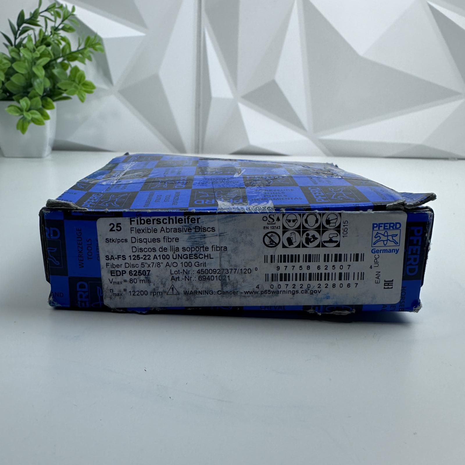 PFERD Fiber Discs 5"x7/8" 100 Grit A/O, Box of 25 - Photo 2