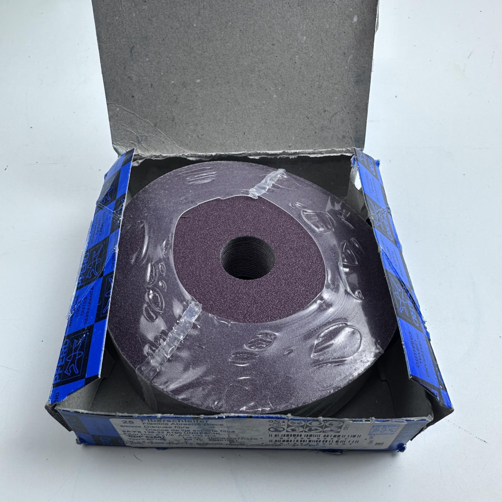 PFERD Fiber Discs 5"x7/8" 100 Grit A/O, Box of 25 - Photo 4