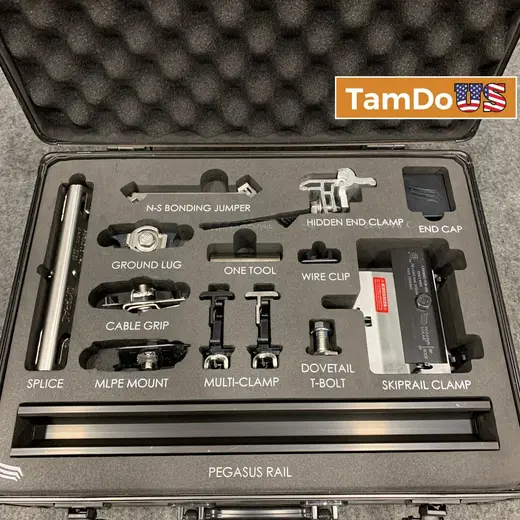 PEGASUS Solar Rail Kit Demo Case – Splice, Clamps, Lugs, Tooling, Samples at TamDoUS Taylorsville