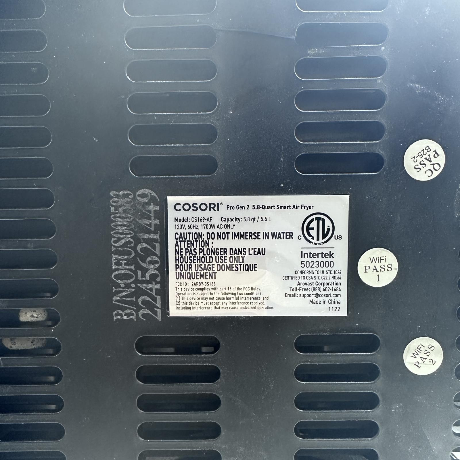 COSORI Pro Gen 2 Smart Air Fryer 5.8 Qt (CS169-AF) - Photo 4