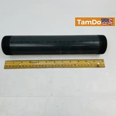 Lot of 3 2" PVC SCH 80 Nipple Pipe Threaded Ends 12" Length at Fasteners & Hardware in new condition