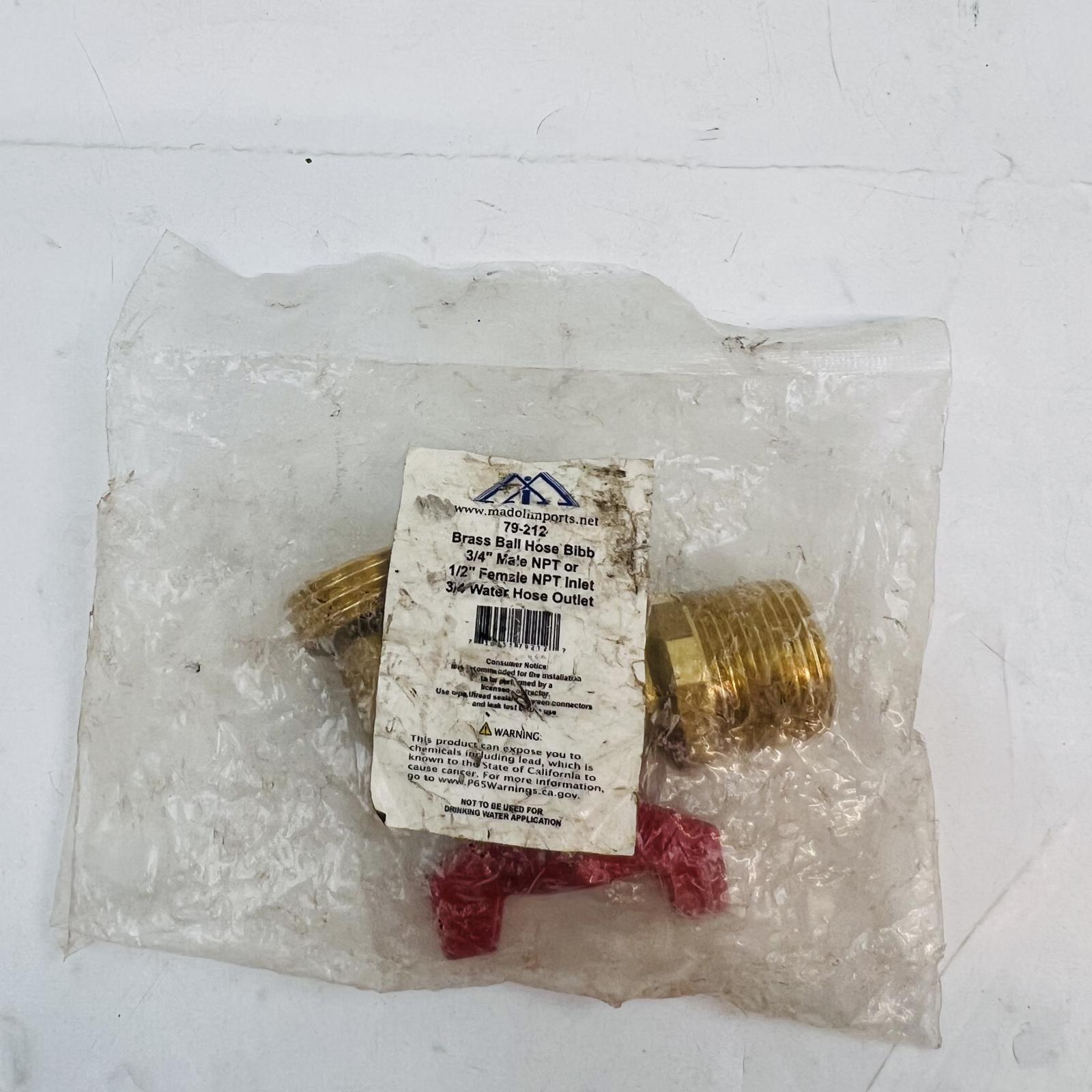 Brass Ball Hose Bibb Valve, 3/4" Male NPT or 1/2" Female NPT Inlet - Photo 2
