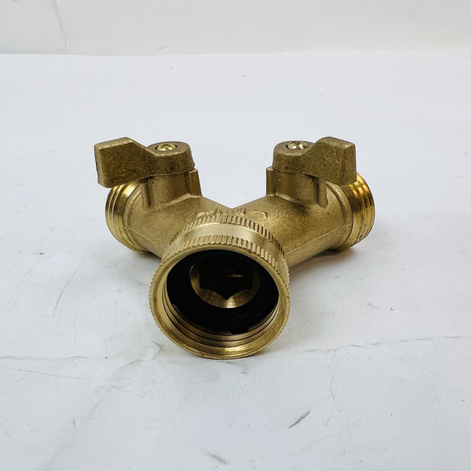 Heavy Duty Brass Y-Splitter Hose Connector with Dual Shut-Off Valves - Photo 4