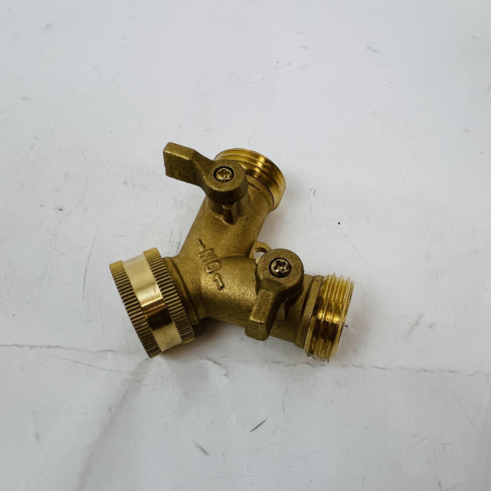 Heavy Duty Brass Y-Splitter Hose Connector with Dual Shut-Off Valves - Photo 3