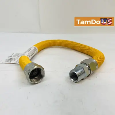 Flexible Yellow Coated Stainless Steel Gas Connector Hose, 1/2" FIP x 1/2" MIP - CSA Certified at Home Improvement in new condition