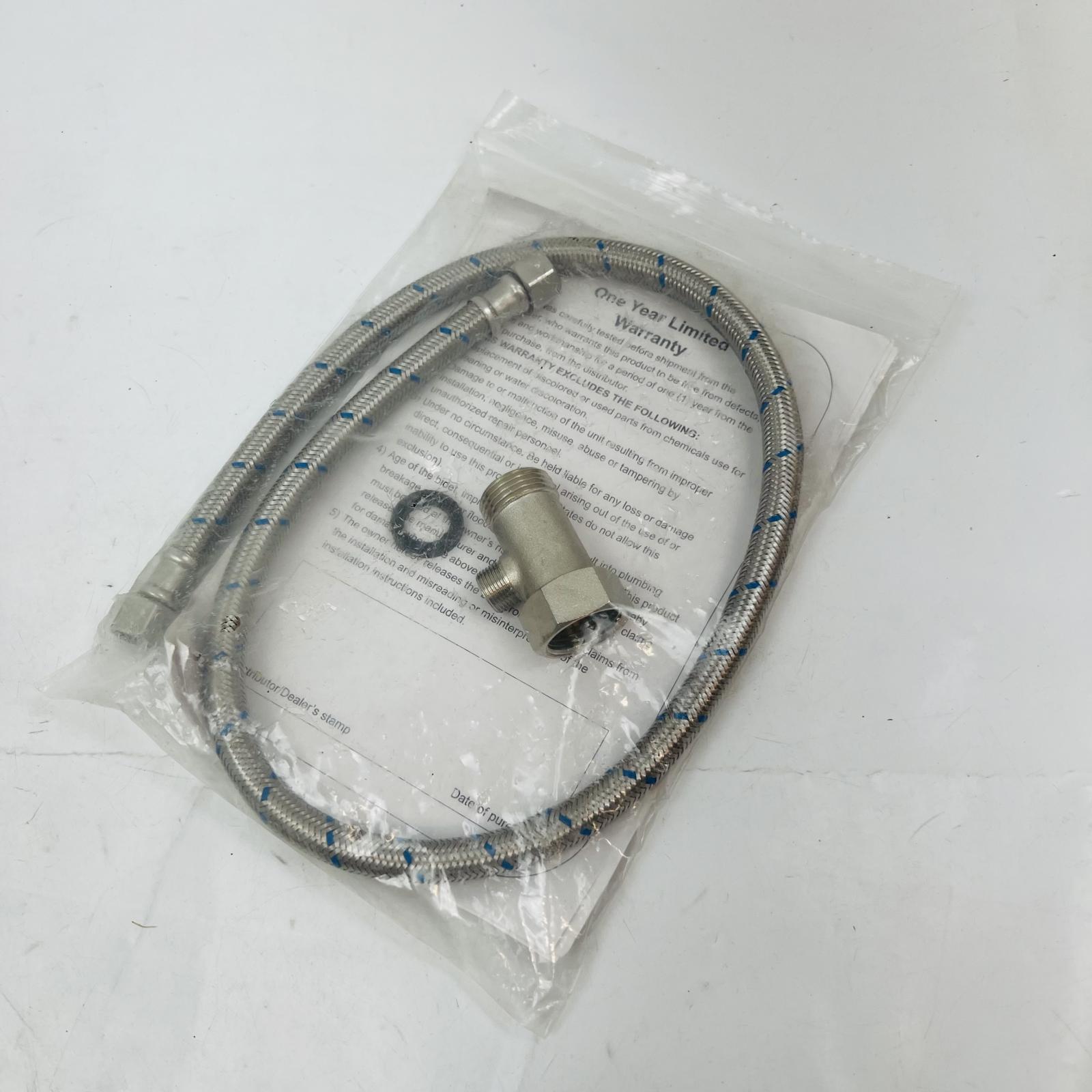 AIM Bidet Installation Kit Flexible Stainless Steel Hose & T-Adapter Valve - Photo 2