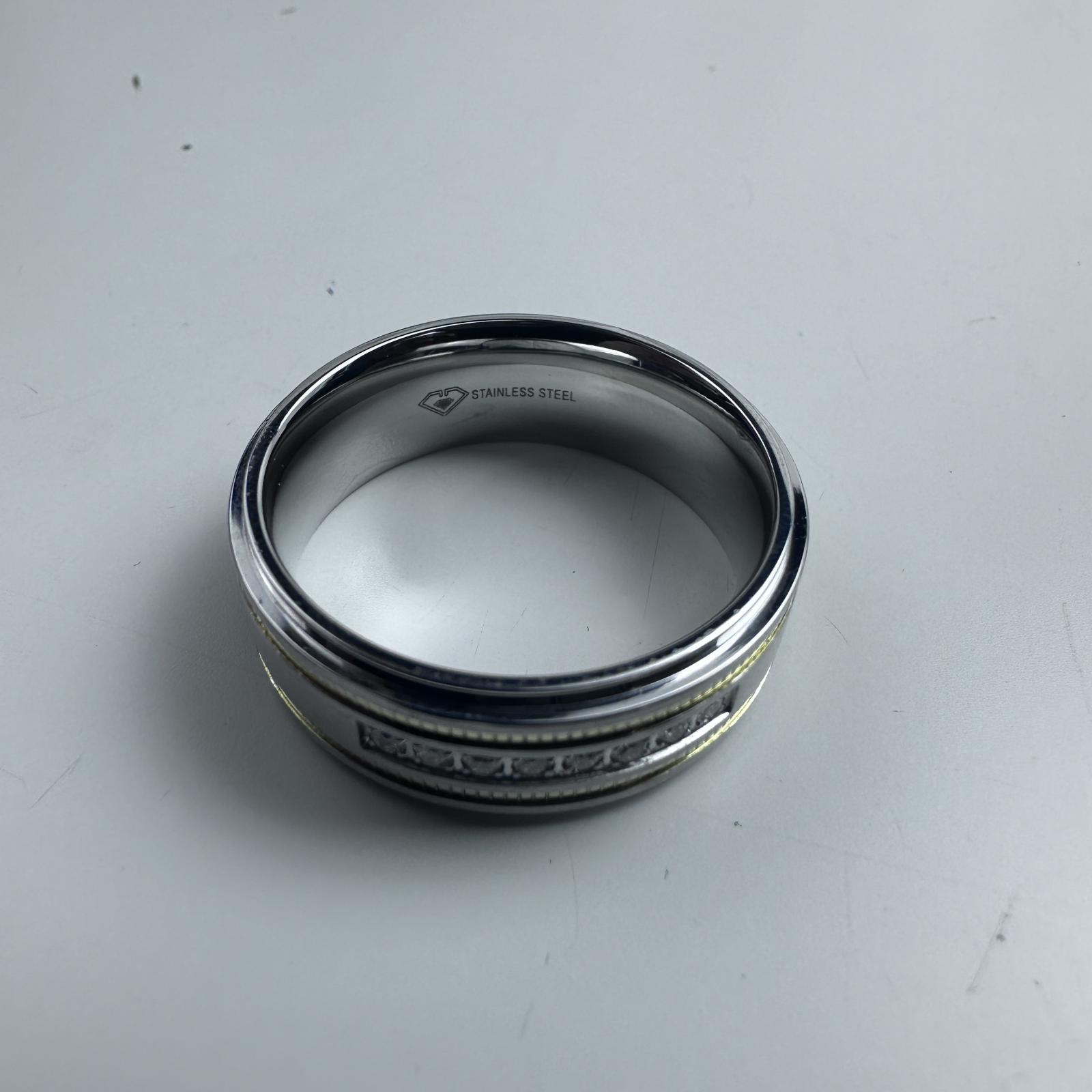 Men's Stainless Steel Ring with Accents & Stones - Size US 12 - Photo 2