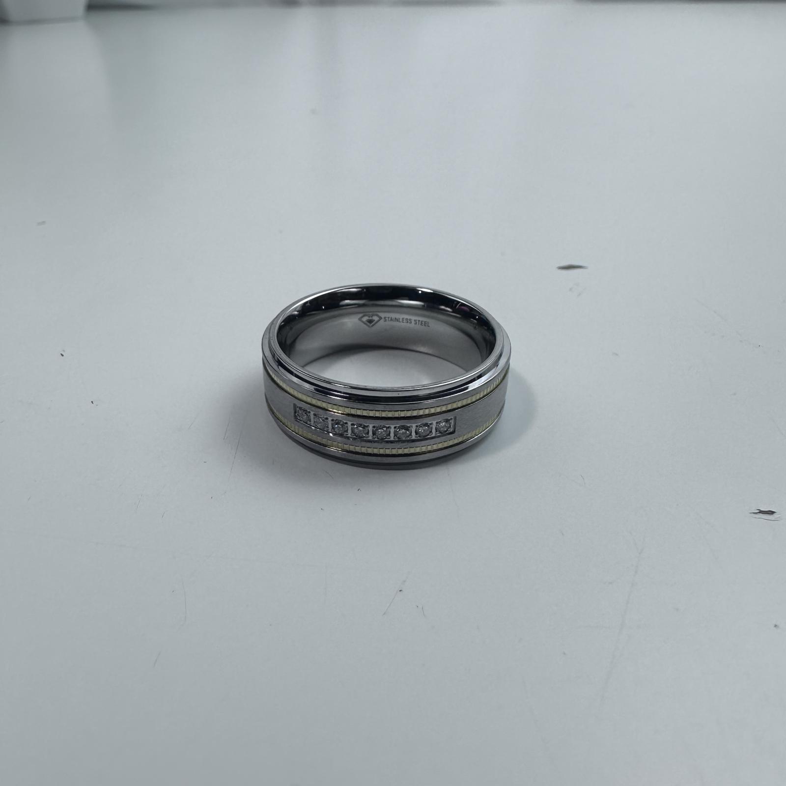 Men's Stainless Steel Ring with Accents & Stones - Size US 12 - Photo 3