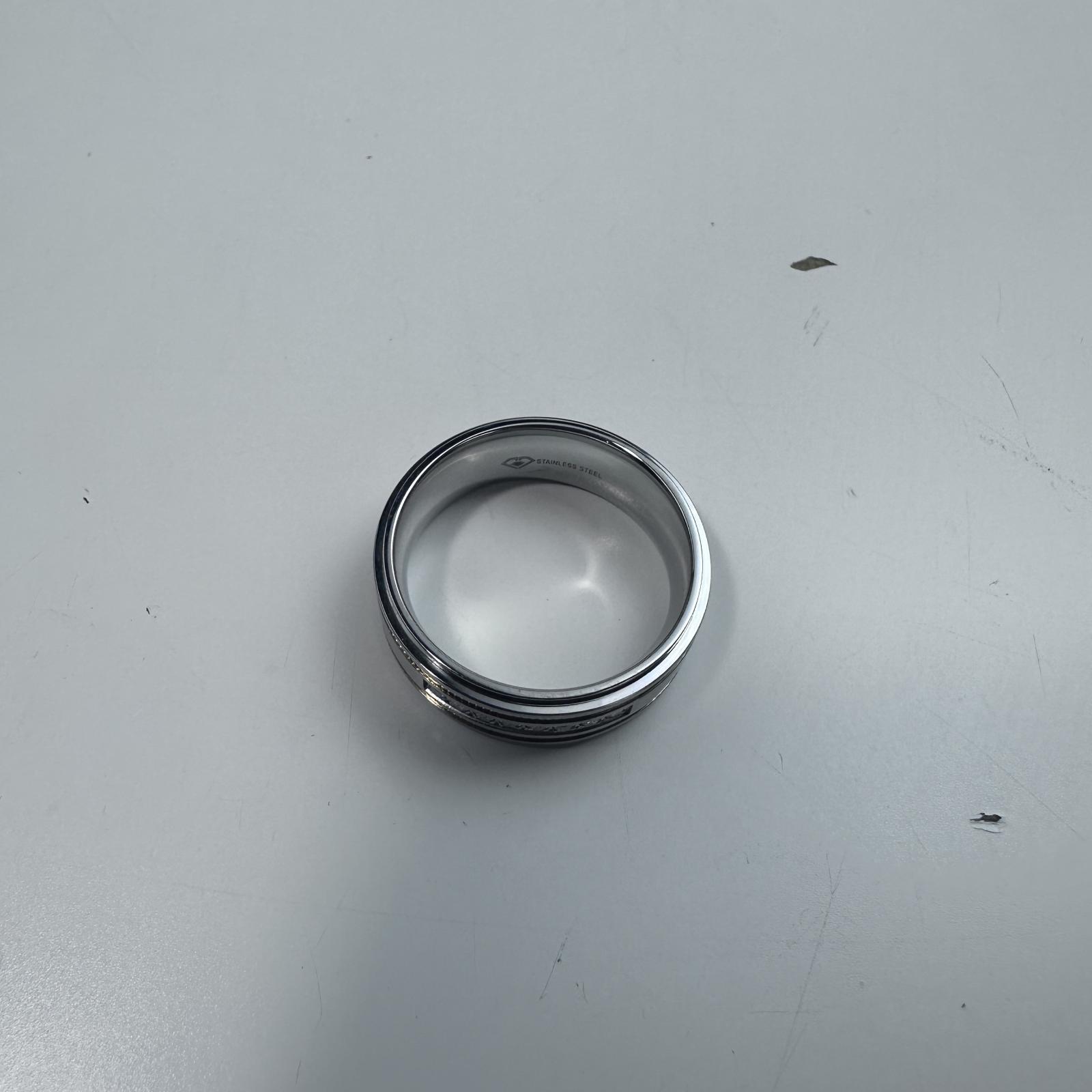 Men's Stainless Steel Ring with Accents & Stones - Size US 12 - Photo 4