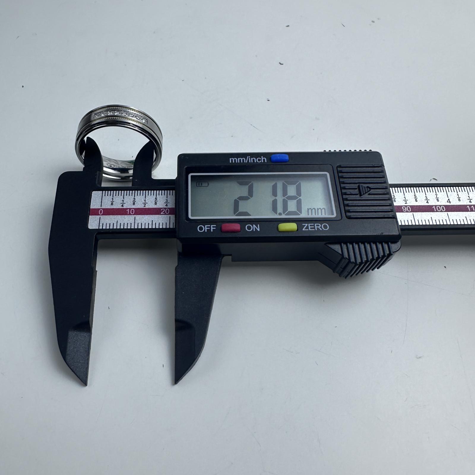 Men's Stainless Steel Ring with Accents & Stones - Size US 12 - Photo 6