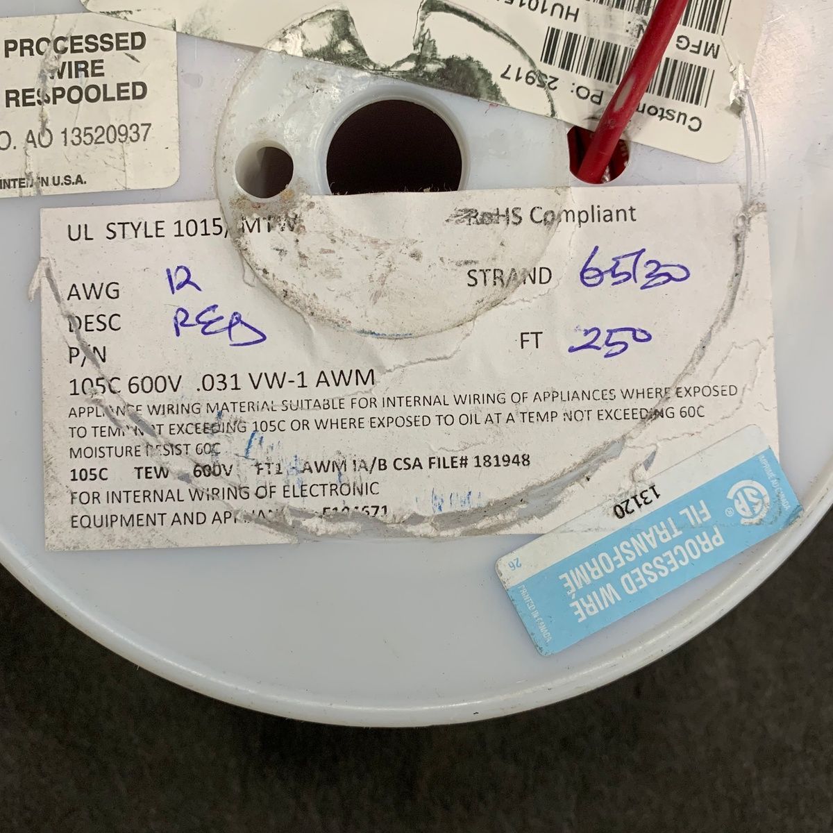 250 Ft. Machine Tool Wire 12 AWG 650 Strands Red - Photo 6