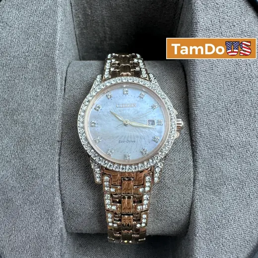 Citizen EW122853D Silhouette Eco-Drive Crystal Watch 28mm, Rose Gold Tone at TamDoUS Taylorsville