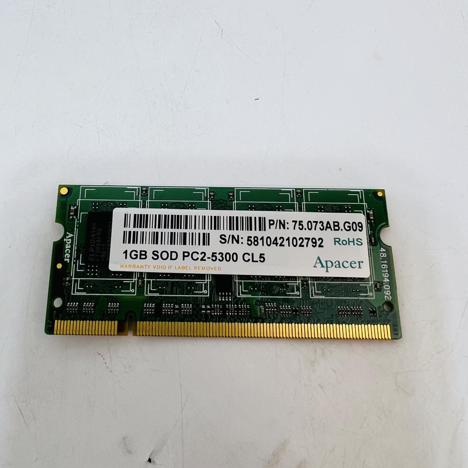 Lot of 5 Apacer 1GB SODIMM PC2-5300 CL5 DDR2 Laptop Memory RAM - Photo 2