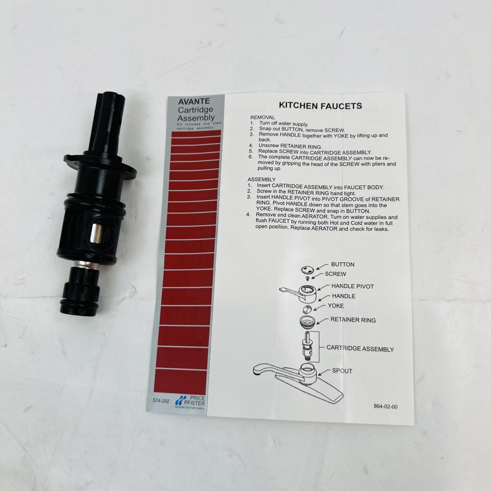 Pfister Avante Kitchen Faucet Cartridge Assembly 974-2920 Genuine Part New - Photo 2