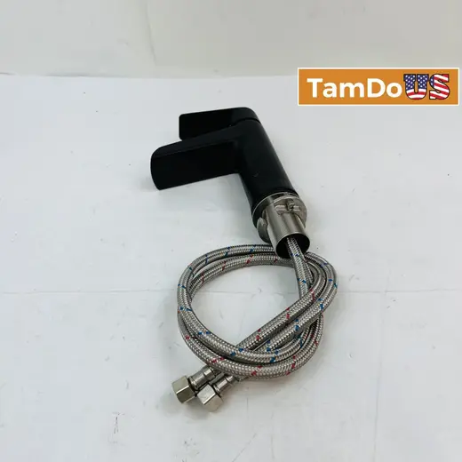 Modern Matte Black Single Handle Bathroom Faucet with Hoses at TamDoUS Taylorsville