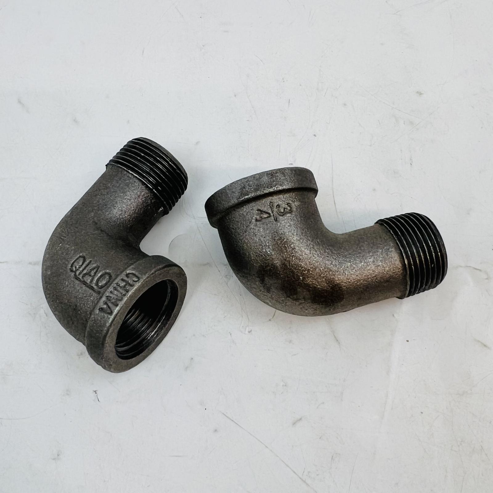 Lot of 2 Black Malleable Iron 90° Street Elbow Pipe Fittings - Photo 3