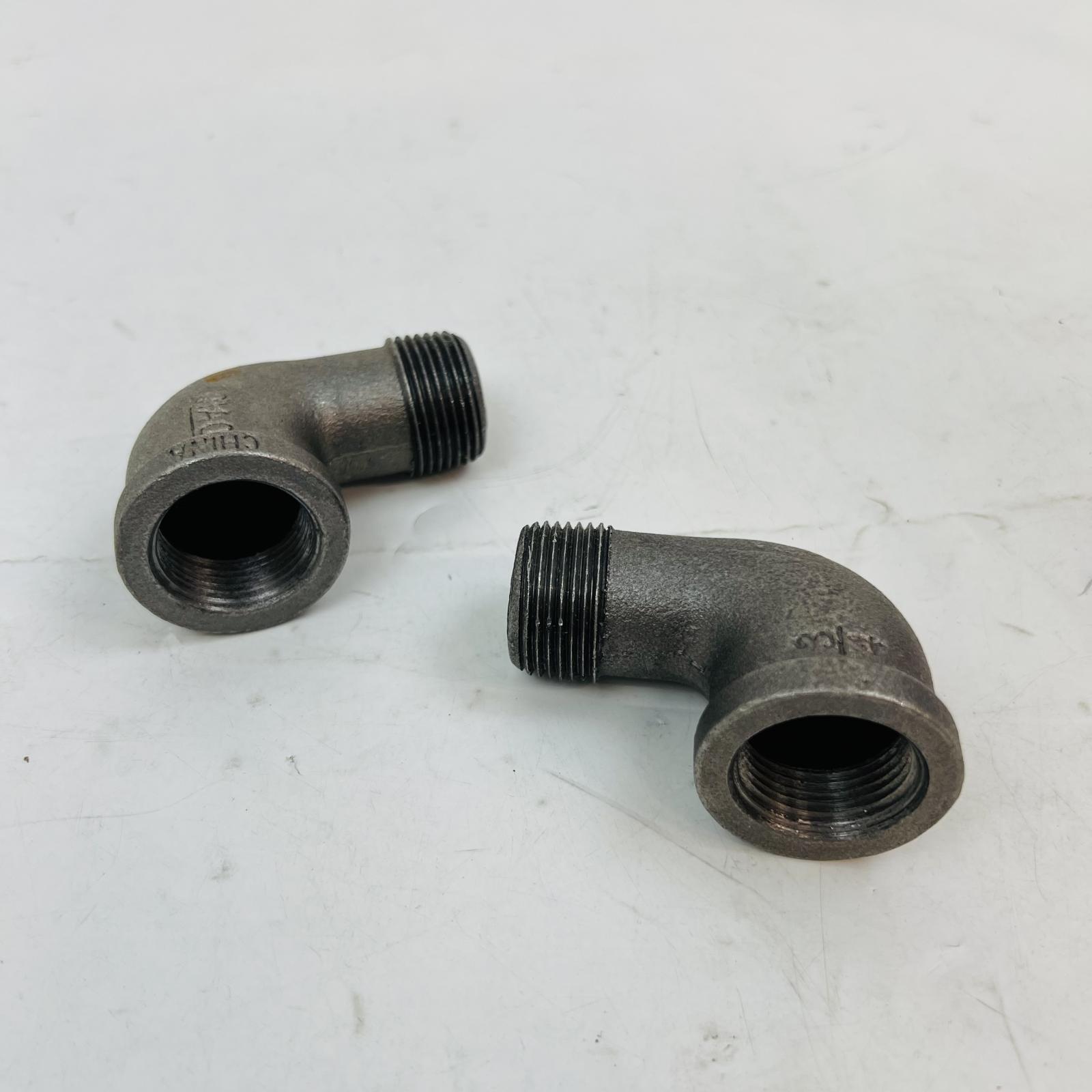 Lot of 2 Black Malleable Iron 90° Street Elbow Pipe Fittings - Photo 2