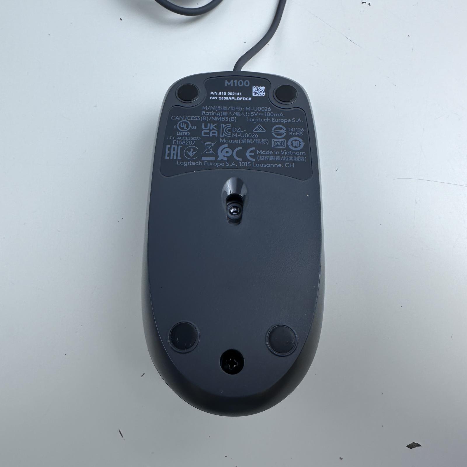 Logitech M100 Wired Optical Ambidextrous PC Mouse - Photo 3